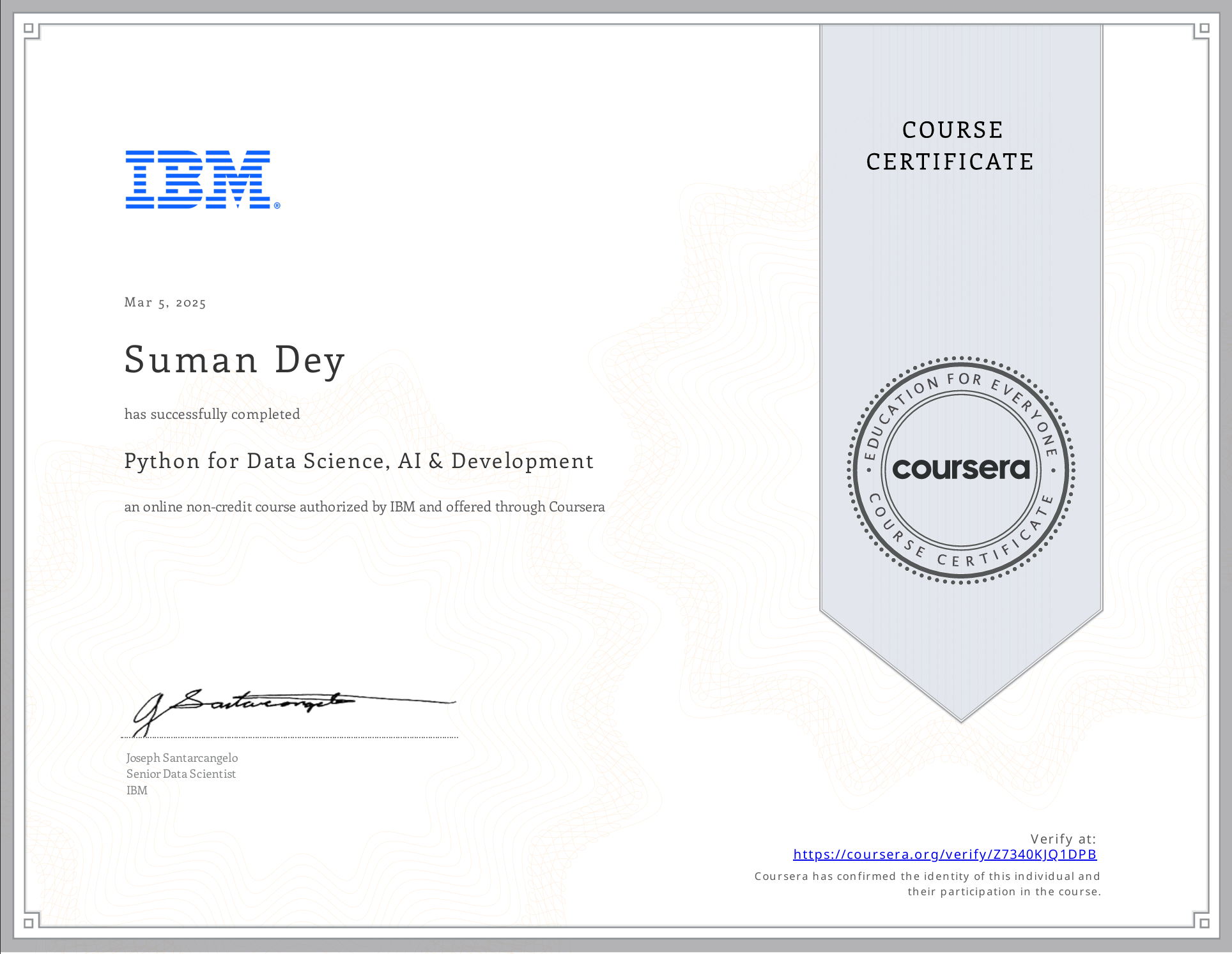 Coursera Certificate 4